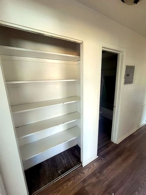 3 Bedroom Apartment at Allen House #307, Cleveland OH — A closet with white shelves is visible.